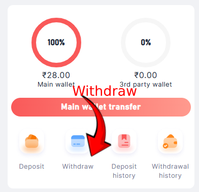 99Club Withdraw option